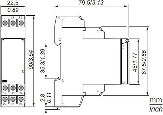 Schneider Electric Τριφασικός Επιτηρητής Τάσης Ράγας RM22TR33