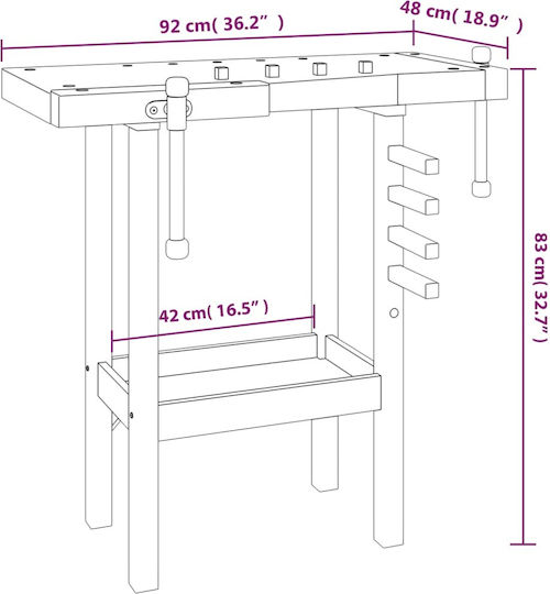 vidaXL Πάγκος Εργασίας 48x83x92cm 153319