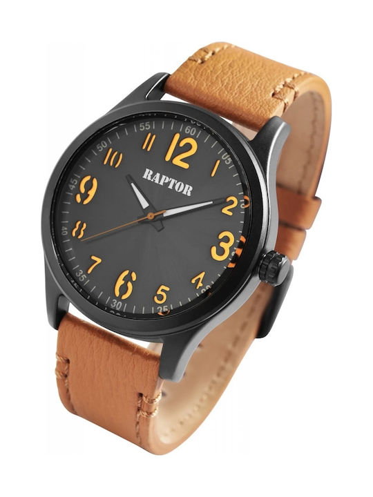Raptor Men's Watch Battery with Brown Leather Strap
