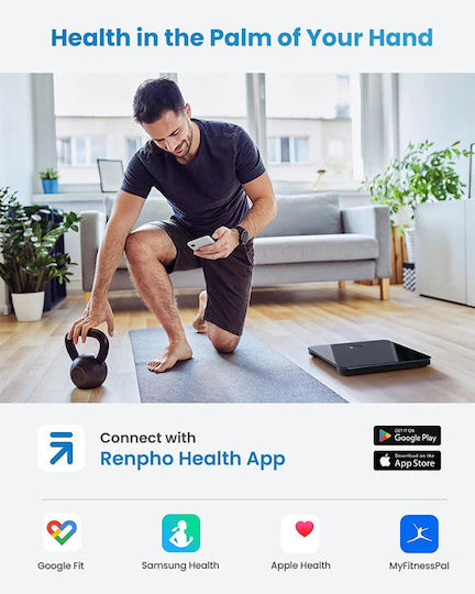 Renpho Smart Badezimmerwaage mit Körperfettmessung in Schwarz Farbe ES-WBE28