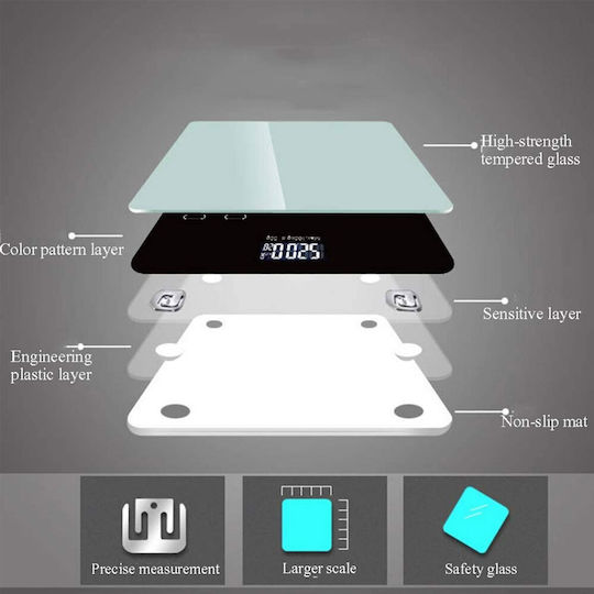 Glas Smart Badezimmerwaage 180kg mit Körperfettmessung & Bluetooth Schwarze
