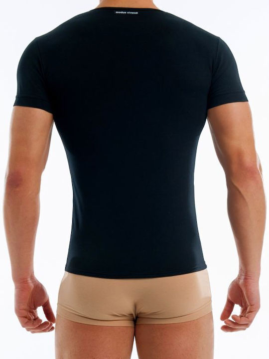 Men's Undershirt Short-sleeved in Black Color