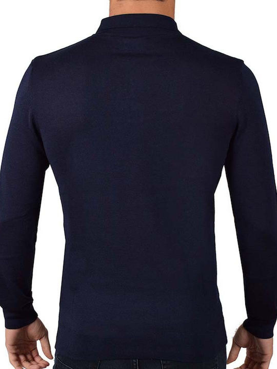 Barbour Men's Long Sleeve Sweater Polo Navy Blue