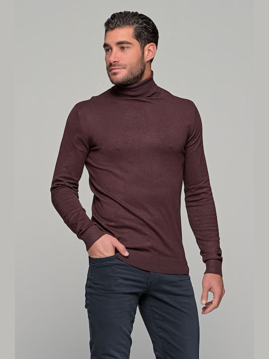 Petrol Industries Men's Long Sleeve Sweater Turtleneck Burgundy