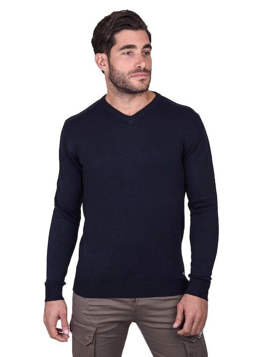 Tricou pentru bărbați cu decolteu în V Albastru