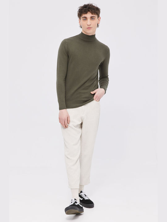 Aristoteli Bitsiani Men's Long Sleeve Sweater Turtleneck Khaki