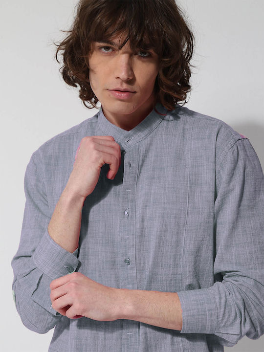 Tresor Men's Shirt Long Sleeve Linen Blue