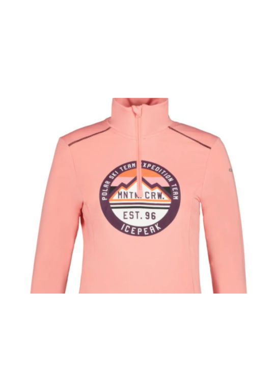 Icepeak Women's Athletic Fleece Blouse Long Sleeve with Zipper Pink