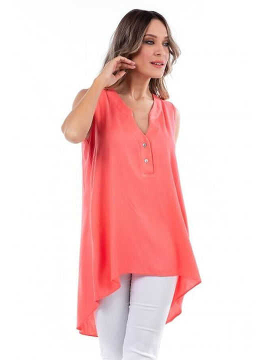 Bellino Women's Summer Blouse Sleeveless Orange