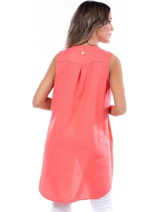 Women's Summer Blouse Sleeveless Orange