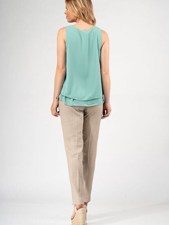 Women's Summer Blouse Sleeveless Green
