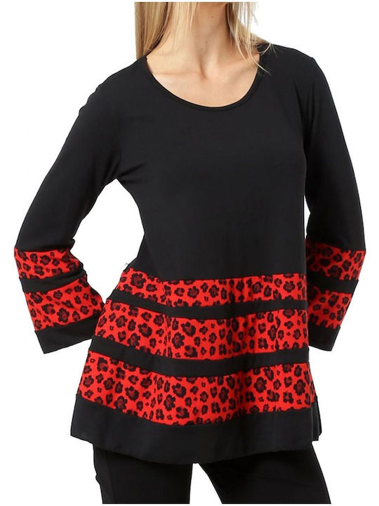 Anna Raxevsky Women's Long Sleeve Sweater Animal Print Black