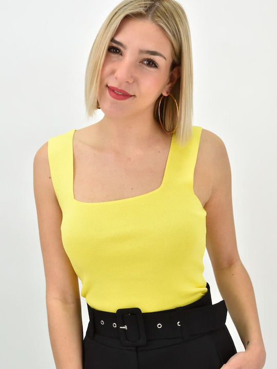 Potre Γυναικεία Καλοκαιρινή Μπλούζα Αμάνικη Κίτρινη