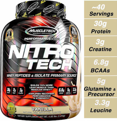 MuscleTech Performance Series Nitrotech Πρωτεΐνη Ορού Γάλακτος με Γεύση Vanilla Cream 1.8kg