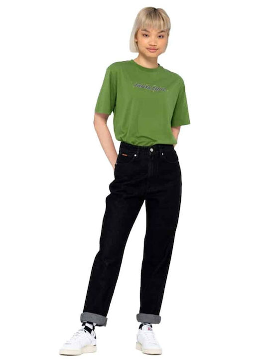 High Waist Women's Jean Trousers in Dad Fit Black