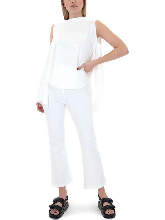 PANTS Damen Hoch tailliert Stoff Hose Weiß