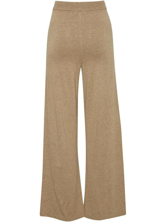 Women's High Waist Pantaloons with Rubber Band Beige