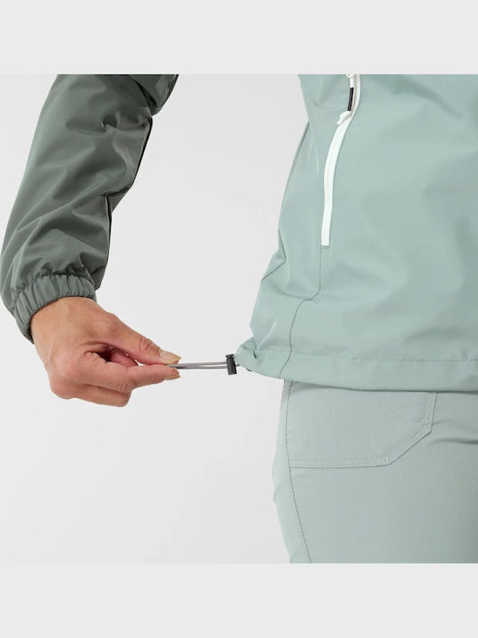 ACCESS W Women's for Hiking Short Puffer Jacket Waterproof for Winter with Hood Gray