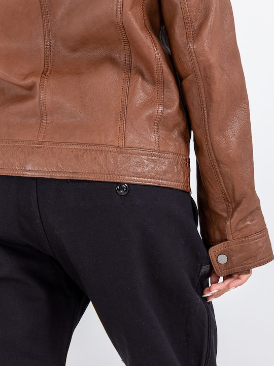 6 Δερμάτινο Γυναικείο Biker Jacket Ταμπά
