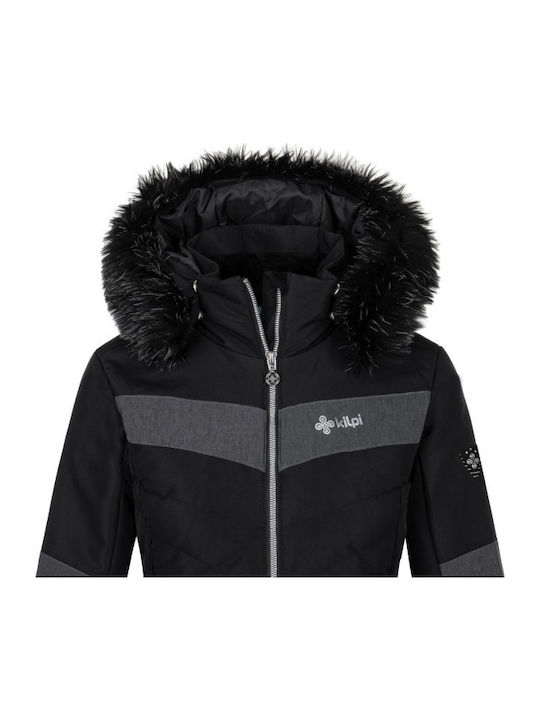 Kurz Damen Puffer Jacke für Winter Schwarz