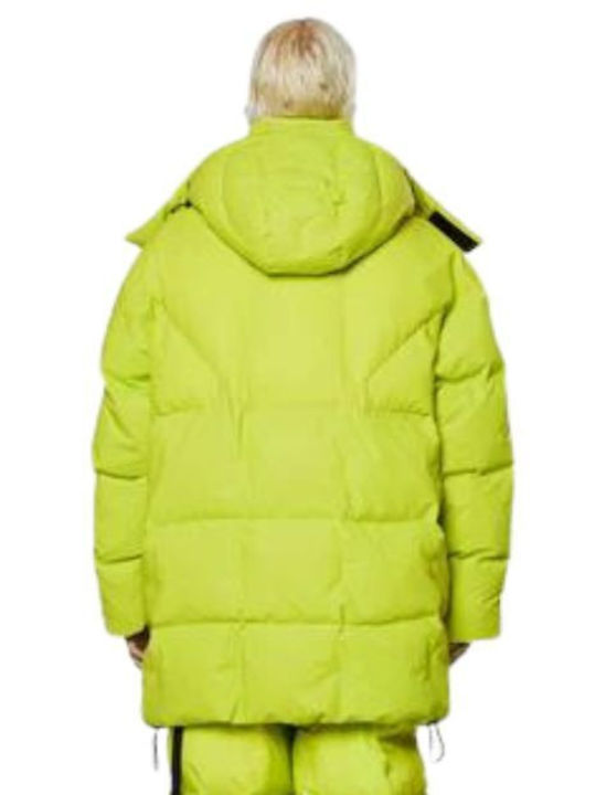 Rains Women's Short Puffer Jacket Waterproof for Winter with Hood Yellow