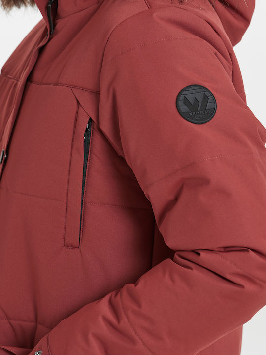 Women's Long Parka Jacket Waterproof and Windproof for Winter with Hood Brown