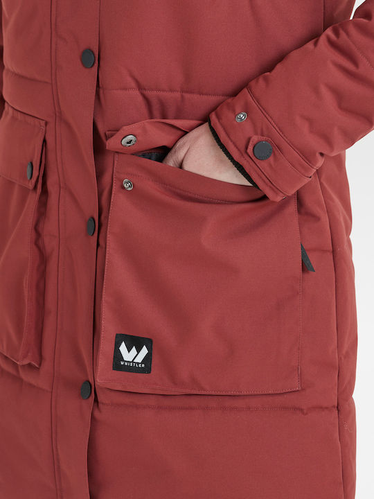 Women's Long Parka Jacket Waterproof and Windproof for Winter with Hood Brown
