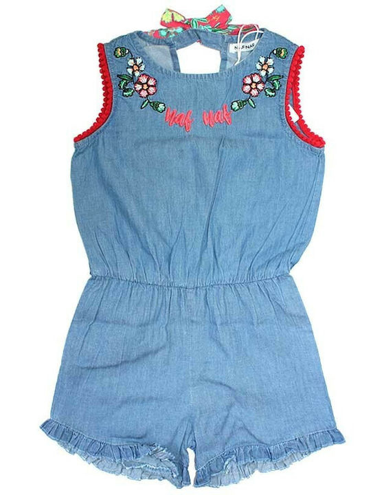 Naf Naf Girls Denim Jumpsuit Blue