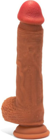X-Men Dual Layered Dildo Realistic Dildo with Balls and Suction Cup Brown 22cm