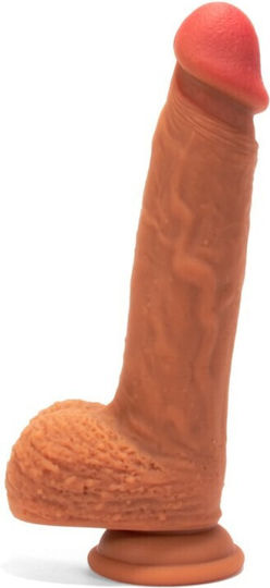 X-Men Dual Layered Dildo Realistic Dildo with Balls and Suction Cup Brown 22cm