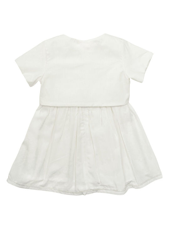 Babylon Kids Dress Set with Coat Tulle Short Sleeve White