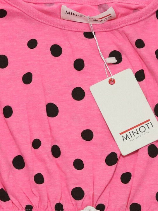 Minoti Kids Dress Polka Dot Long Sleeve Pink