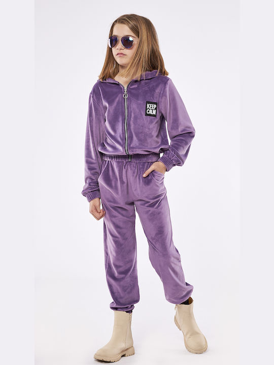 Εβίτα Kids Sweatpants Set Purple 2pcs