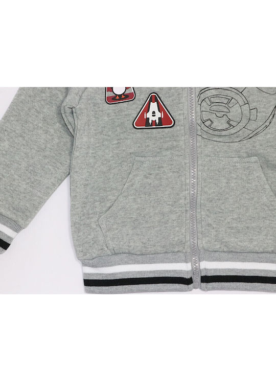 Kids Sweatshirt Cardigan Fleece with Hood Gray Star Wars