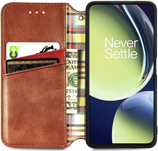 Cubic Grid Book Synthetic Leather Brown (OnePlus Nord CE 3)