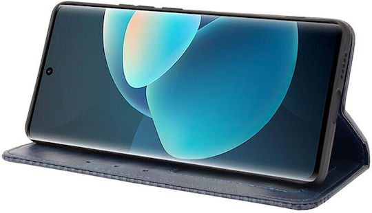 Buckle Retro Crazy Horse Texture Buchen Sie Synthetisches Leder Blau (Vivo X60 Pro 5G)