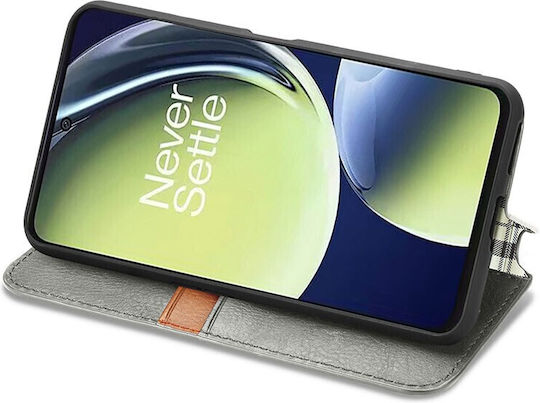 Cubic Grid Book Synthetic Leather Grey for OnePlus Nord CE 3