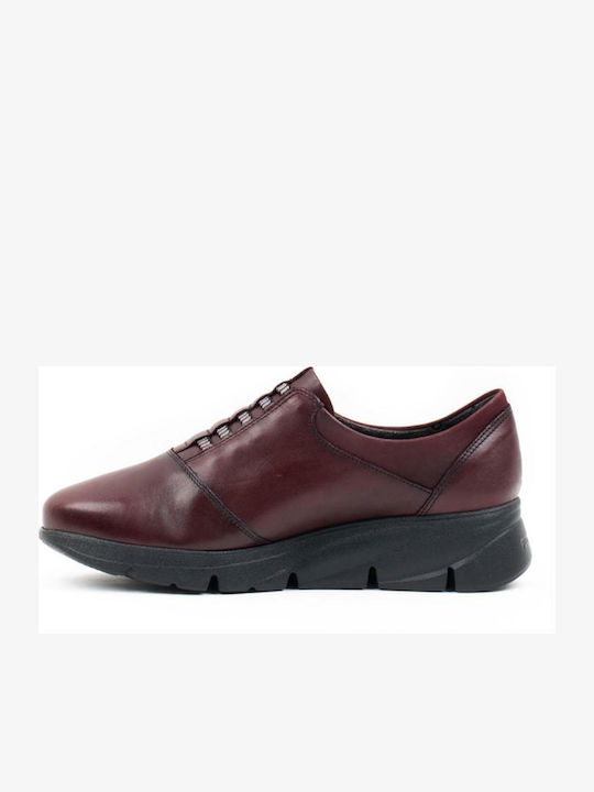 Women's Leather Oxford Shoes Burgundy