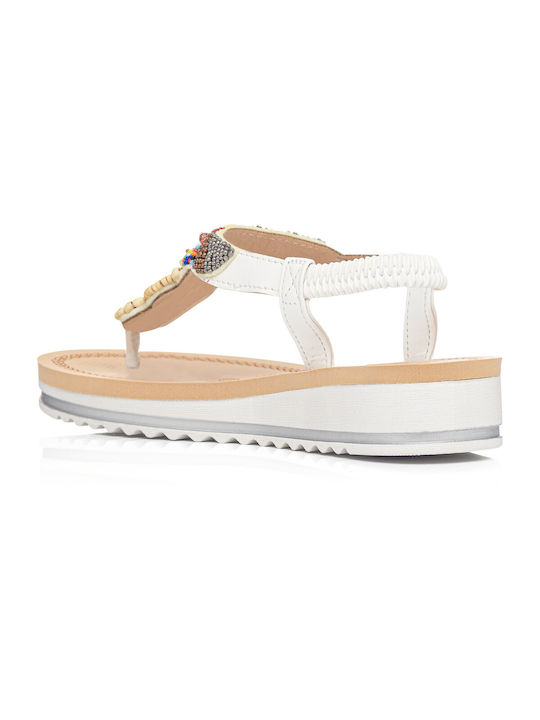 V-store Women's Flat Sandals in White Color