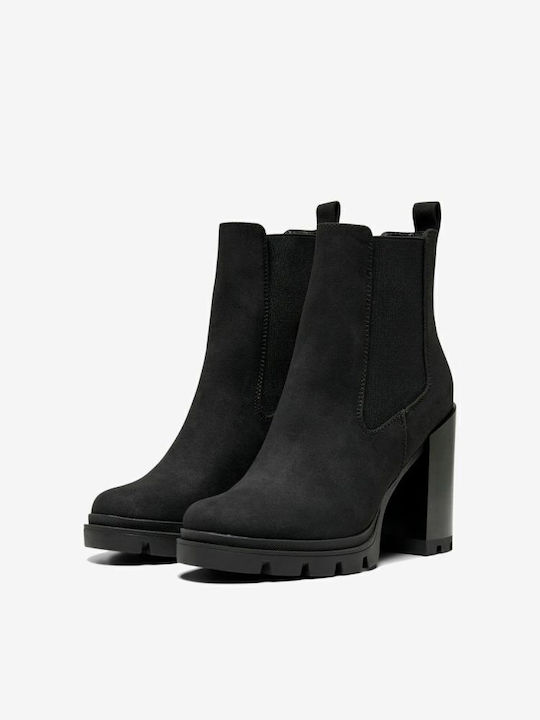 Leder Damen Chelsea Stiefeletten Schwarz