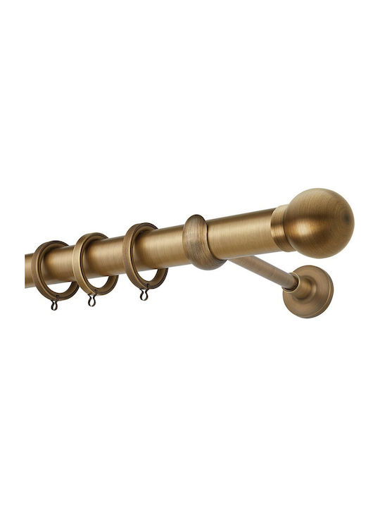 Zogometal Μεταλλικό Κουρτινόξυλο Easy Line Μονό Φ25mm 160εκ. Μπρονζέ