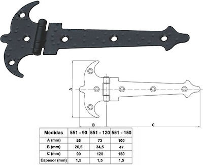 Amig Metallic Furniture Hinge T Shaped