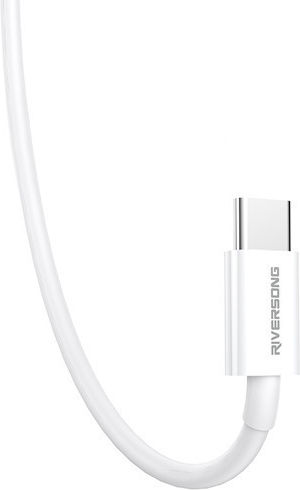 Riversong Lotus 08 USB 2.0 Cable USB-C male - USB-C 60W PD Λευκό 1m CT76W