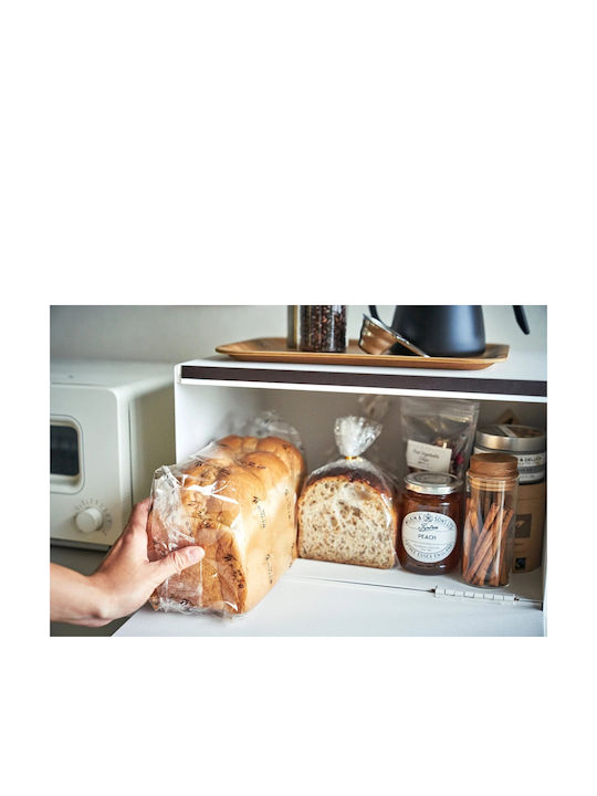 Yamazaki Bread Box with Lid Metallic White 40x35.5x24cm