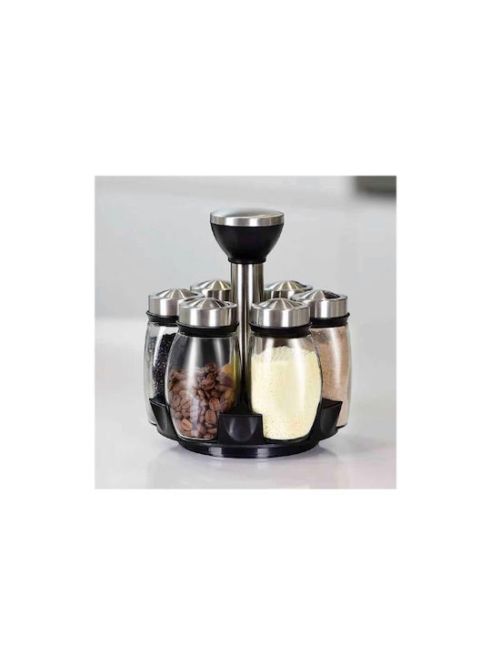 Glass Tabletop Spice Rack with Stand Transparent 6pcs