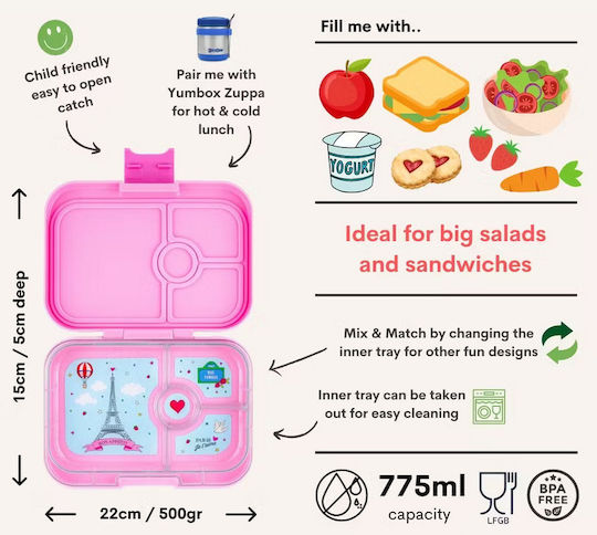 Yumbox Paris Πλαστικό Παιδικό Δοχείο Φαγητού Ροζ