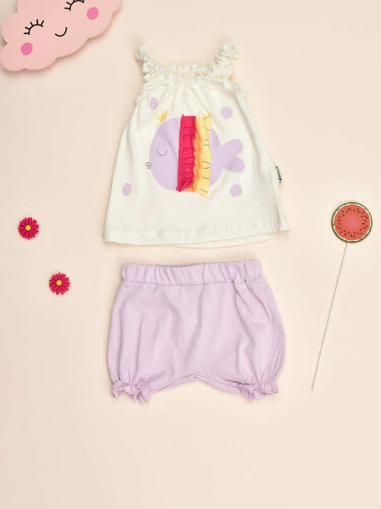 Potre Kinder Set mit Shorts Sommer 2Stück Weiß