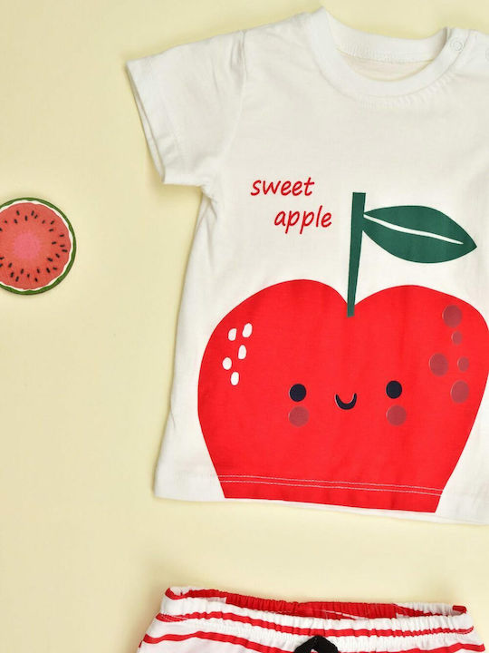 Kinder-Set mit Shorts Sommer 2Stück Weiß Apple Set