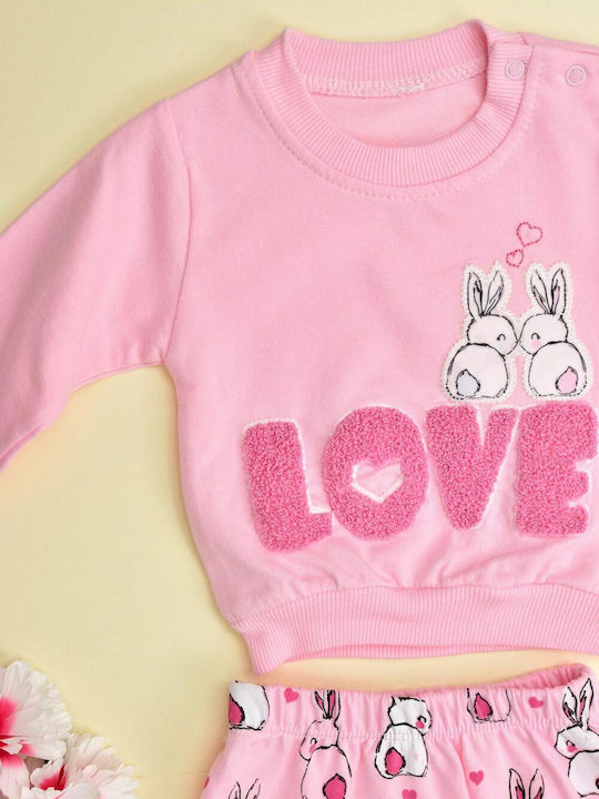 Kinder-Set mit Hose Winter 2Stück Rosa Love