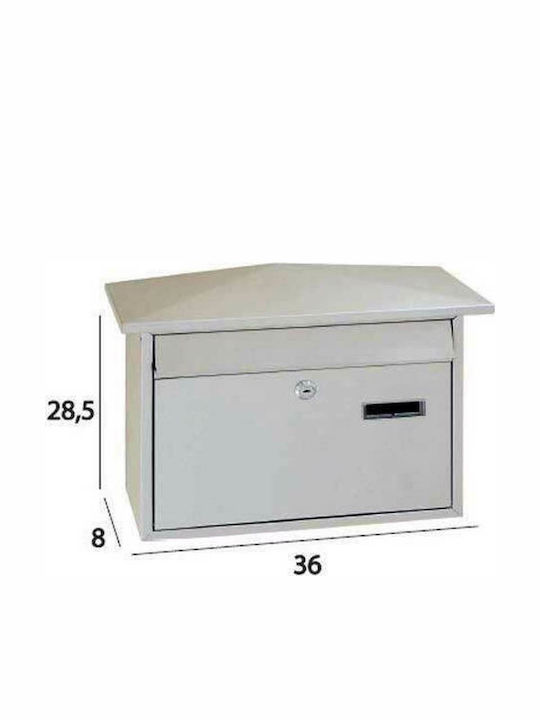 Import Hellas Außenbereich Briefkasten Metallisch in Weiß Farbe 36x8x28.5cm